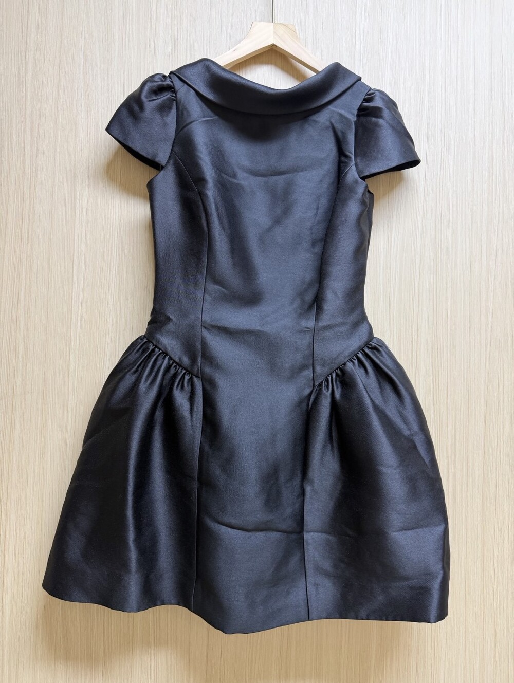Self Portrait Black Taffeta Collared Mini Dress - Picture 7 of 14